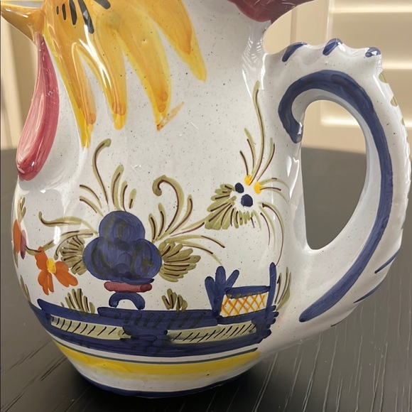 Vintage Signed Deruta Colorful Rooster Ceramic Hand Painted Pitcher from Italy - Picture 13 of 16